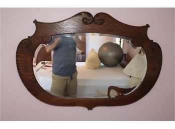 Vintage Wooden Wall Mirror (G-9)