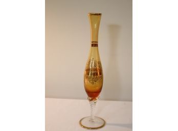 Vintage Amber Crystal  Glass Vase
