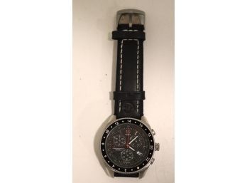 Timex Chronograph Indiglo Wr 100m Black Leather Band (C-16)