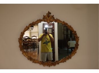 Antique Oval Gold Gilt Wall Mirror (H-36)