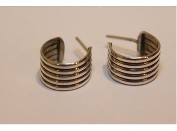 Vintage Sterling Hoop Earrings  (B-21)