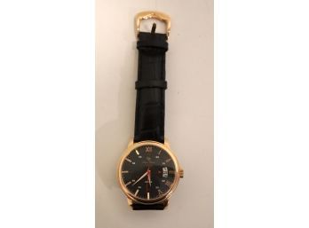 Black/ Gold Lucien Piccard Date Quartz Stainless Steel Wrist Watch