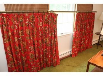 Awesome VINTAGE Red Floral B. Altman Curtains That Match The Couch!!!