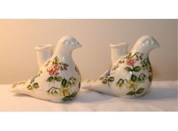 Pair Of Nona's Guatemala Dove Candlesticks Hand Painted (H-20)