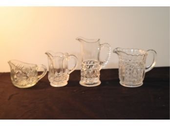 Set Of 4 Vintage Glass Creamers (G-47)