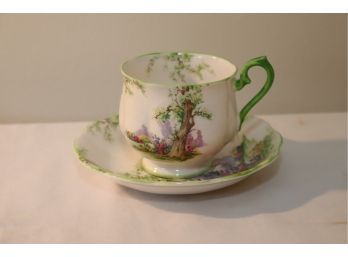 Vintage Royal Albert Greenwood Tree Bone China Tea Cup And Saucer  Made In England (P-44)