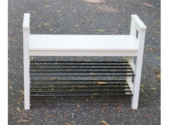 White Shoe Rack Bench (T-18)