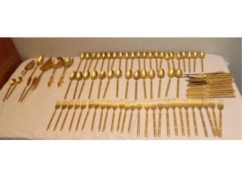 Gold Silverware Set Bamboo Handles  (N-53)