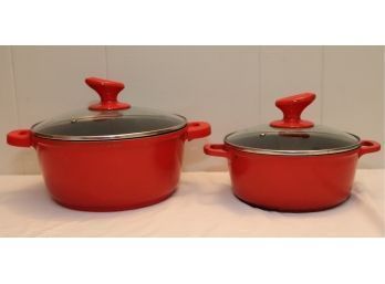 Pair Of Ceramic Cookware Pots With Glass Lids. (N-50)