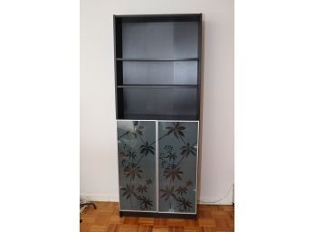 Shelving Wall Unit With Glass Flower Doors 9n-105)