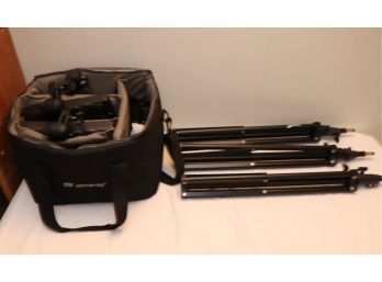 3 Genaray ESDS-25  Escort Daylight LED Spot Light Kit W/ Tripods, Batteries & Chargers, Remote, & More