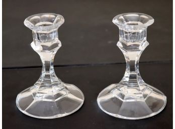 Vintage Pair Of Glass Candle Sticks (n-38)