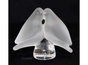 Vintage Crystal Pair Of Doves Paperweight Figurine (S-79)