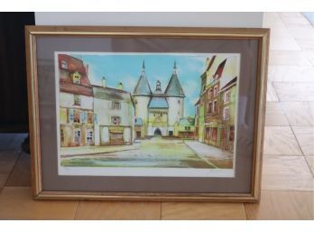 Framed Signed PIERRE JACQUOT STREET SCENE LITHOGRAPH  (S-27)