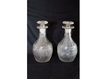 Pair Of Vintage Glass Decanters (S-58)