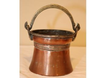 Antique Copper Cauldron With Brass Handle (S-52)