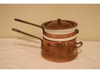 Copper And Porcelain Double Boiler (S-69)