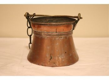 Antique Copper Cauldron With Brass Handle (S-51)