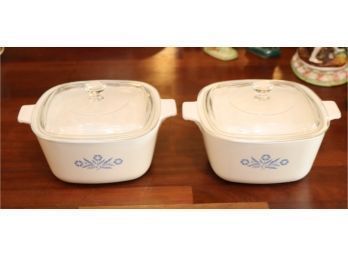 Pair Of Covered Corningware 1 3/4qt. Casserole Dishes (G-6)