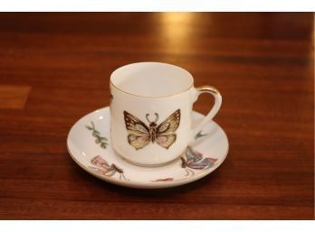 Vintage Butterfly Teacup And Saucer