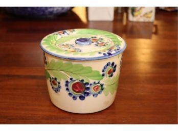 Vintage Covered Porcelain Jar Storage Container (g-27)