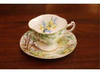 Hammersley Tea Cup And Saucer Lorna Doone Teacup Daffodil And Cottage England G10)
