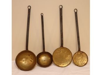 Vintage Brass With Long Steel Handles Ladles & Skimmers (D-44)