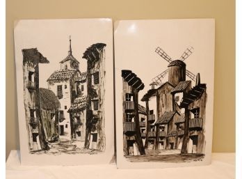 Pen And Ink Dutch Drawings Signed