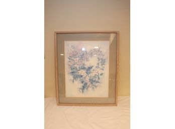 Framed Floral Picture Signed Dated 1990 (D-63)