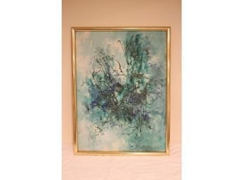 Vintage Framed Abstract Floral Painting Signed And Dated 1975