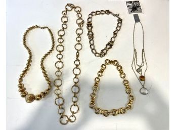 Gold Tone Necklace Costume Jewelry Lot (DS-1)