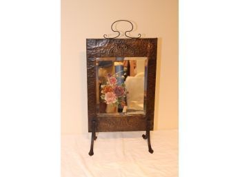 Vintage Hammered Copper Framed Mirror (D-54)