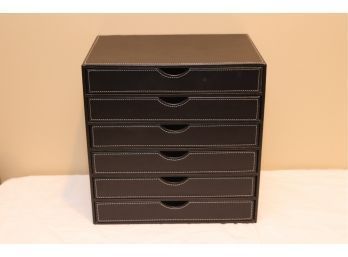 Black Leather Home Or Office Desk Filing Box (D-2)