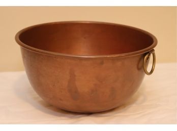 Vintage Copper Mixing Bowl Brass Ring Handle (D-36)