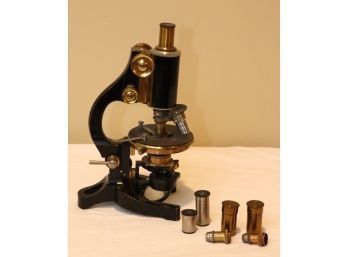 Vintage E. Leitz Wetzlar No. 140499 Brass Microscope