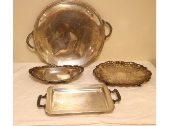Vintage Silver Plate Tray Lot (b-7)