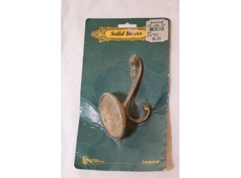 New In Package Solid Brass Victorian Robe Hook (D-56)
