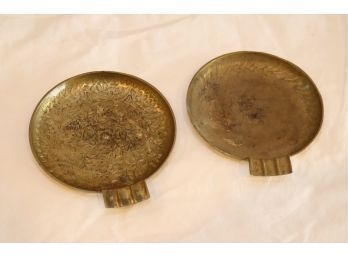 Pair Of Vintage Brass Ashtrays (G-68)