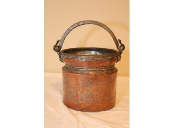 Antique Copper Cauldron With Handle (S-53)