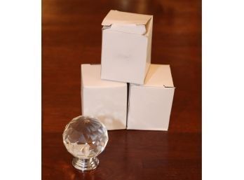 3 CABINET KNOBS CRYSTAL WITH POLISHED CHROME (G-79)