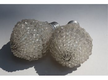 Pair Of Antique Crystal Graduated Bead Light Bulb Cover - Chandelier Lamp French 9S-29)