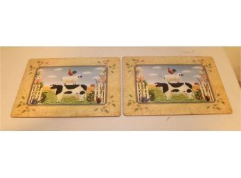 Pair Of Cow Sheep Rooster Hard  Placemats
