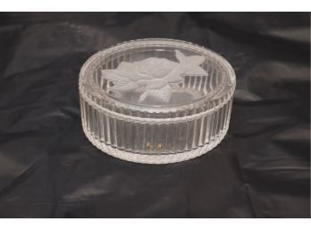 Rose Glass Covered Trinket Dish (B-15)