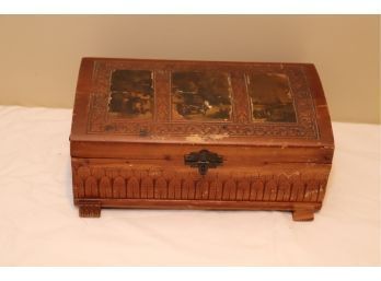 Vintage Wooden Jewelry Box With Mirror (D-13)