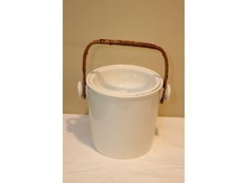 Vintage Porcelain Chamber Pot With Wicker Handle. (F-39)