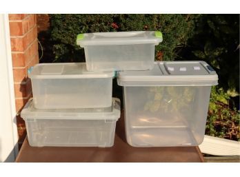 Set Of 4 Plastic Storage Boxes With Lids (T-24)