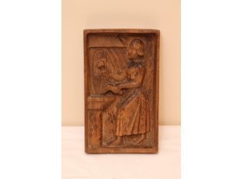 Vintage Carved Wood Wall Plaque (G-2)