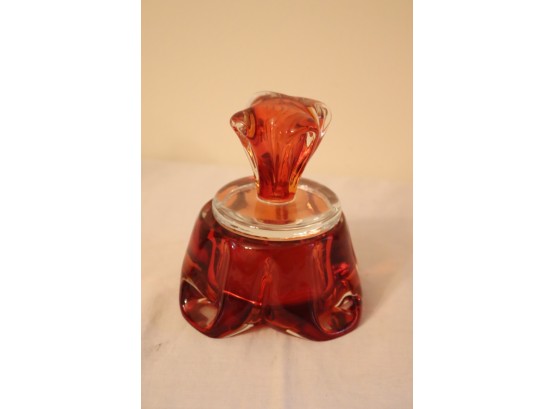 BOHEMIAN CRYSTAL RED GLASS VANITY JAR (S-50)