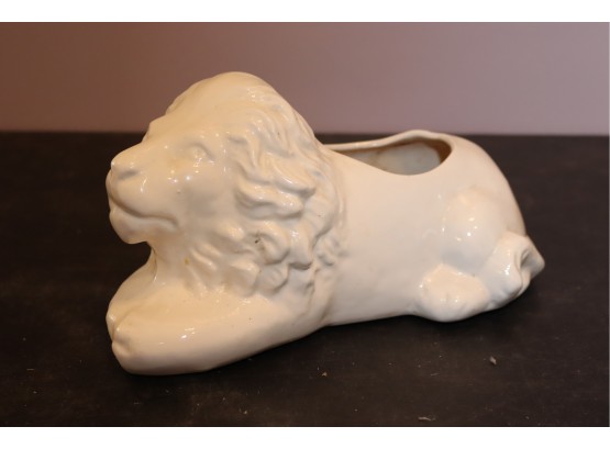 White Ceramic Lion Planter