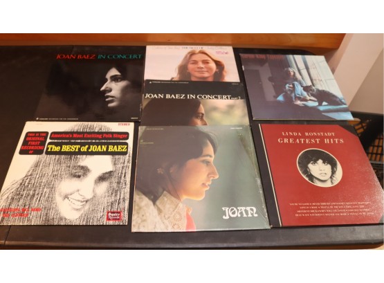 'The Ladies' Vintage Vinyl Record Lot: Joan Baez, Linda Ronstadt, Judy Collins, Carole King. (D-7)
